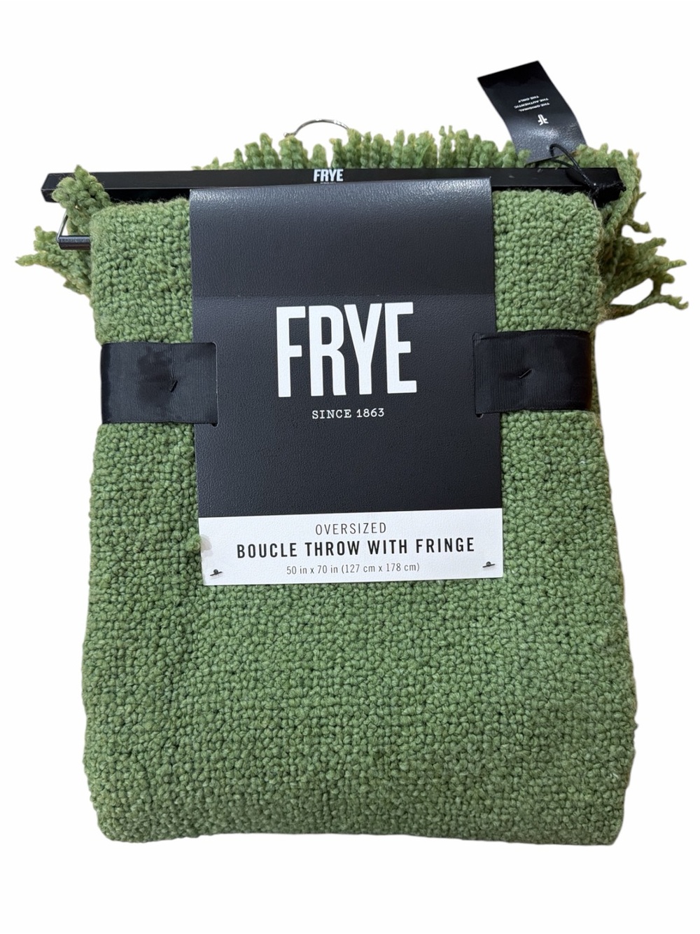 Frye NWT Green Boucle Throw with Fringe